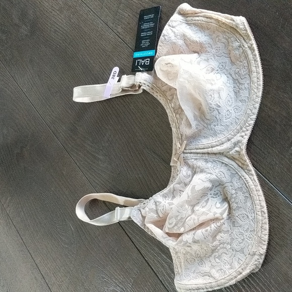 BALI Lace 'n Smooth 2-Ply Seamless Underwire Bra 3432 in beige size 38D NEW - Picture 1 of 7